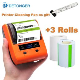 DETONGER DP80S 30-80mm Mini Portable Thermal Printer 3 Rolls Multifunctional Barcode Label Sticker Maker BT Android / iOS 240416