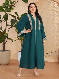 Ethnic Clothing Embroidery Abaya Women Muslim Loose Maxi Dress Marocain Kaftan Dubai Turkey Robe Saudi Arabic Party Gown Islamic Jalabiya