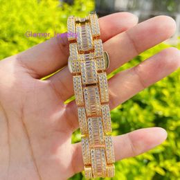 Fashion New Desgin VVS Moissanite Baguette Cut Mens Brand Watch Miami Кубинская сеть браслет