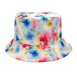 Wide Brim Hats Fuzzy Cap Painted Tie Dye Fisherman Hat Men And Women Double Sided Wear Fashion Leisure Outdoor Sunscreen Sunshade Fluffy