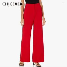 Women's Pants CHICEVER Patchwork Diamonds Solid For Women High Waist Casual Minimalist Straight Trousers Female Spring Fashion Clothing