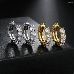 Hoop Earrings Hip Hop Round For Women's Man Out Cubic Zirconia Fashion Accessories Rapper Jewellery Trend 2024 Gift OHE182
