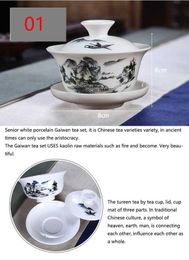 Teaware Sets China Hand Painted Tea Setdehua gai wan White Porcelain Gaiwan Tea Porcelain Pot Set For Travel Beautiful And Easy Kettle