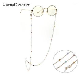 LongKeeper Crystal Beads Glasses Chain for Women Fashion Lanyard Gold Metal Sunglassses Chains Strap Mask Cord Eyeglass Holder11201032