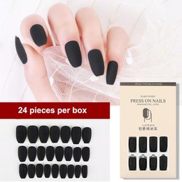 Reusable Detachable Fake Matte Artificial Tips Press On Nail for Long False Nails Art Manicure Fake Extension Tips with Sticker Gl1415146