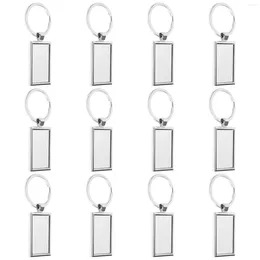 Keychains 12 Pieces Sublimation Blank Keychain Rectangle Metal Heat Transfer Key Rings For DIY Crafts