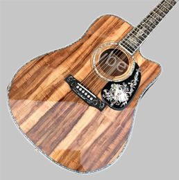 factory best Electric Guitar Custom cut body 40 Fearless Koa wood acoustic guitar