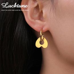 Dangle Earrings Lucktune Heart Star Moon Drop Stainless Steel Geometric Pendant Hoop For Women Fashion Kpop Jewelry Party Gift