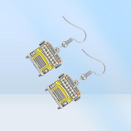 YX15 DOUBLE NOSE School Bus Earrings Crystal Enamel Colours Bus Pendant Hook Jewellery Earrings For Driver Custom Acceptin Drop Earr3800037