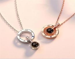 BC New Arrival Rose GoldSilver 100 languages I love you Projection Pendant Necklace Romantic Love Memory Wedding Necklace250732651420008