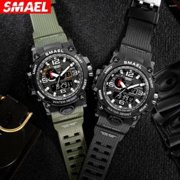 Wristwatches Digital Tactical Men Watch Dual Time Army Green Sport Man Watches Waterproof Military Reloj Hombre Alarm Clocks