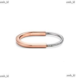 Tiffanyjewelry Designer Charm Bracelets High Quality Trend Brand Luxury Jewellery Bangles for Women Classics Geometric Zircon Lock Rose Gold 534