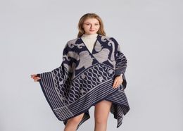 Winter Autumn New Poncho Jacquard Shawls Chal Artificial Cashmere Cape Scarf Warm Mujer Bufanda Soft Mantilla 130150cm7192017