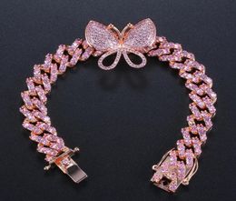 selling hip hop Mini zircon butterfly Cuban Bracelet hiphop European and American popular butterfly element hand jewelry250d3081125
