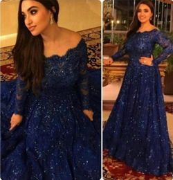Arabic Scoop Off the Shoulder Evening Dresses Robe Dubai robes de soiree 2019 Floor Length Lace Beaded Muslim Prom Gowns Custom Pl6759248