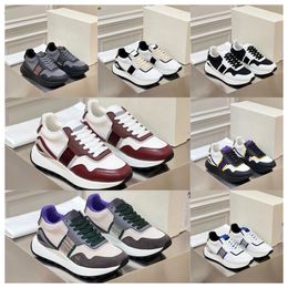 2024 New Designer Multi material patchwork cowhide Colours men women thick soled lace up white sports fashionable versatile casual shoes