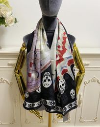 women039s square scarf scarves shawl 100 silk material black pint letters butterfly pattern size 130cm 130cm1992973