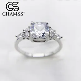 Cluster Rings S925 Sterling Silver Fashion Square Zircon Diamond European And American Simple Women's Couple Proposal Ring