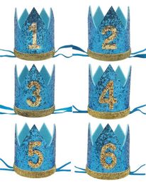 Party Hats 1pcs 1st 2nd 3rd Glitter Crown Headband Happy Birthday 1 2 3 Year Baby Shower Children Decoration Hat6774083