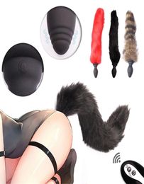 Wireless Remote Anal Plug Vibrator Sex Toy Vibrating Fox Tail Butt Plug Anus Dilator For Couples Adult Games Cosplay Accessories L7041286