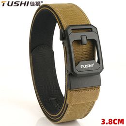 TUSHI Mens Military Tactical Belt Tight Sturdy Nylon Heavy Duty Hard Belt for Male Outdoor Casual Belt Automatic Waistband 240419