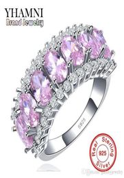 YHAMNI Fashion S925 Stamp Original Silver Ring for Women Luxury Pink Diamond New Trendy Jewellery Engagement Ring MR13381029132603018