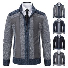Men's Sweaters 2024 Autumn Foreign Trade Standing Collar Patch Sweater Coat Fashion Casual Slim Fit Knitwear