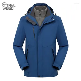 Skiing Jackets TRVLWEGO Winter Outdoor Hiking Jacket Ski Men Windproof Waterproof Mountaineering Climbing Camping 2 In 1 Fleece Coat Keep