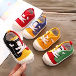 Boys Canvas Shoes Sneakers Girls Tennis Laceup Children Footwear Toddler Yellow Chaussure Zapato Casual Kids 240426
