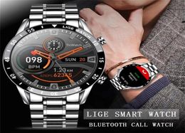 LIGE 2021 New Luxury brand mens watches Steel band Fitness watch Heart rate blood pressure Activity tracker Smart Watch For Men2714175363