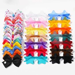 Hair Accessories 2Pcs/Pack Kids Summer Bows Hairpin Geometry Sunglasses Children Protection Glasses Baby Girls Seaside Vacation Hair Accessories