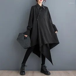 Casual Dresses SuperAen Spring/Summer 2024 Korean Design Black Long Shirt Dress For Women