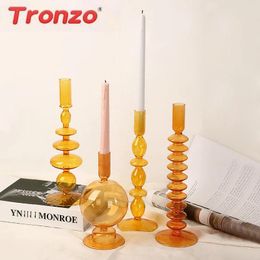Candle Holders Tronzo Creative Glass Holder Color Vase Home Decoration Table Smple Art Irregular Shape