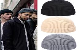 Fashion Solid Color Warm Knitted Brimless Hat Men Beanies Winter Autumn Hip Hop Skullcap Street Men Beanie Unisex Melon Cap Women 7970860