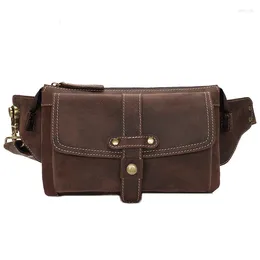 Waist Bags Genuine Leather Real Cowhide Crazy Horse Packs Fanny Pack Phone Pouch Travel Male Small Bag