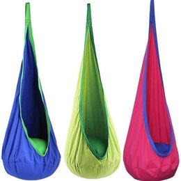 Hammocks Childrens Outdoor Patio Swing Inflatable Hanging Chair Portable Parachute Cloth Courtyard Cushion Kids Garden Hanging Chair