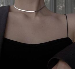 Chains 925 Sterling Silver Custom Bone Chain Necklace Women Temperament Clavicle Simple Choker Trendy Accessories4582779