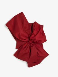 Vintage Red Bow Chic Cropped Top Vest For Women Y2K Irregular Backless Sleeveless Tops Female Elegant Sexy Christmas Party Looks 240429