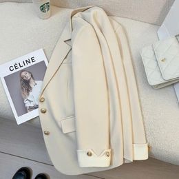 Women's Suits Women Double Breasted Blazer Office Lady Chic Elegant Vintage Simple All Match Fashion Designer Jacket Clothing