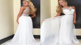 2019 White Sequins chiffon Cheap evening Dresses back Crystal beads Sheer Neck Sheath Girls Pageant Dress Custom Made Formal prom 2499203