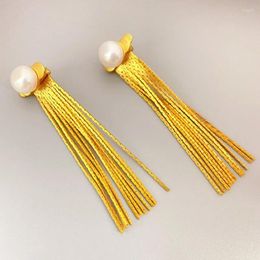 Stud Earrings Imitation Pearl Long Dangle For Women Fashion Chain Tassel Drop Earring Vintage Gold Color Brincos Jewelry Gift