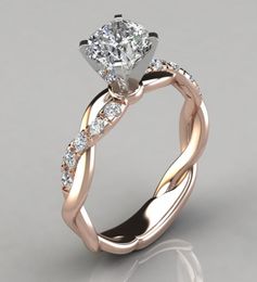 Sparkling Zircon Princess ring Exquisite Gold Rose gold Silver color wedding rings for women Girls ladies Engagement jewelry3401447