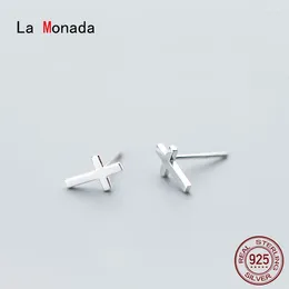 Stud Earrings La Monada Cross Small Minimalist 925 Sterling Silver For Women Girls Real Jewelry