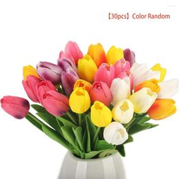 Decorative Flowers 30Pcs Simulation Flower Exquisite Artificial Realistic Tulips Bouquet Weeding Party Gifts Fake Plants