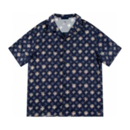 Summer men's T-shirt Designer printed button cardigan silk short sleeve top High quality fashionable men's swimming shirt series beach shirt European size M-3XL RE35