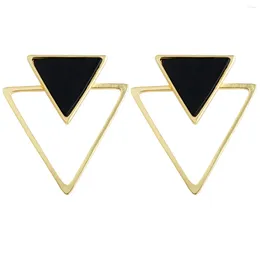 Stud Earrings TUMBEELLUWA Simple Design Geometric Triangle Dual Purpose Earring Black Agate Green Glass Women Jewellery Fashion