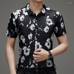 Men's Casual Shirts Good Quality Man Shirt Short Sleeve Dad Birthday Gift Loose Floral Pattern Hawaiian Beach Male Vacation Blouse