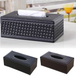 PU Leather Tissue Paper Holder Large Antimoisture Rectangular Paper Box Household Office Restaurant Napkin Holder Black8862752