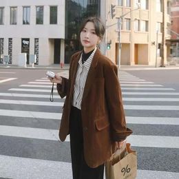 Women's Suits UNXX Autumn/winter British Style Short Thick Corduroy Blazer Suit Coats Retro Casual Solid Color Loose Women Clothing