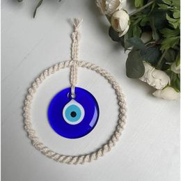 Decorative Figurines Handmade Turkish Blue Eye Hanging Heart Shaped And Circular Evil Pendant Wall Decoration For Living Room Bedroom Amulet